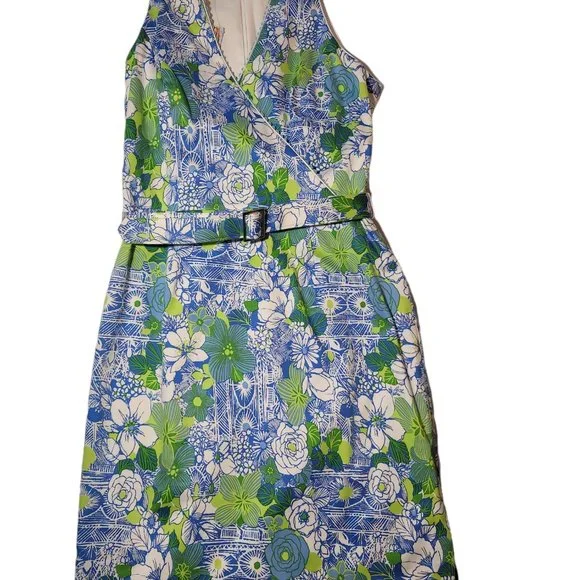 Talbots Maggy London Sleeveless Dress NWT 2 Petite Blue / Green - Picture 2 of 6